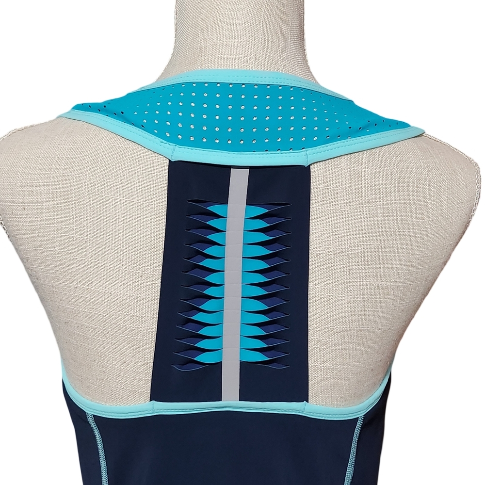 TITLE NINE Athletic Dress Womens Medium Navy Blue Aqua Sleeveless Racerback - Picture 5 of 14